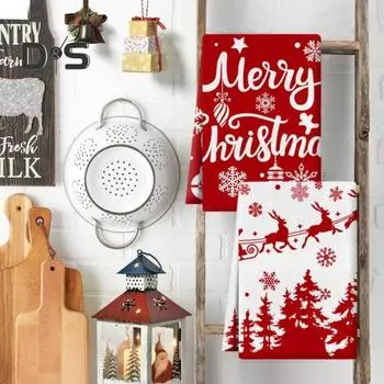 Рождественское кухонное полотенце с рисунком из мультфильма, моющееся, для ресторана, отеля, обеда, банкета, стола, декора, салфетка, кухонная салфетка для мытья посуды, тряпка для мытья посуды в ресторане A