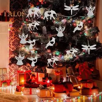 Рождественское металлическое украшение в виде стрекозы, оленя, птицы, слона, кулон ручной работы, украшение на рождественскую елку для сада, домашнего декора фермы Angel