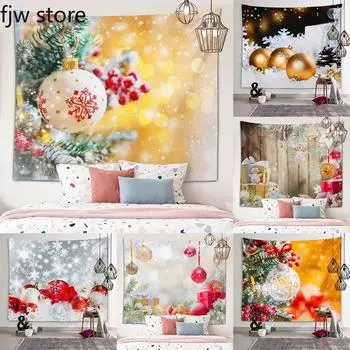 Рождественское Новогоднее украшение, гобелен, праздничный рождественский шар, гобелен, настенное художественное украшение, украшение для комнаты, гостиной, дома 100x75cm