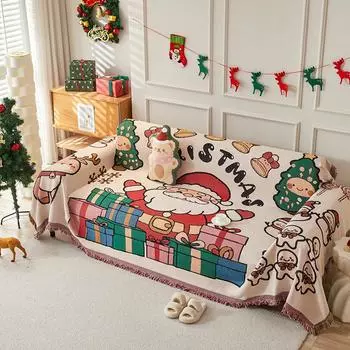 Рождественское одеяло, простое покрывало для дивана, кровати, дивана, большое хлопковое вязаное одеяло с кисточками, однотонное, скандинавское, декоративное, для спальни, ручная работа 180x130