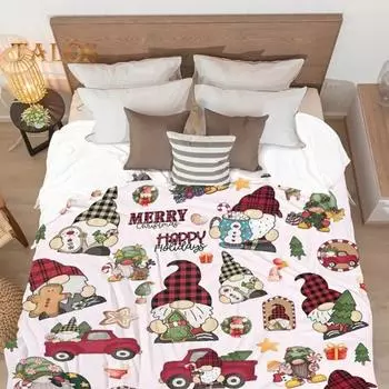 Рождественское одеяло с красочным рисунком гнома, новогоднее украшение для спальни, гостиной, дивана, офиса, школы, праздничное фланелевое одеяло для автомобиля 70cm A