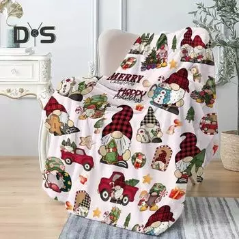 Рождественское одеяло с красочным рисунком гнома, новогоднее украшение для спальни, гостиной, дивана, офиса, школы, праздничное фланелевое одеяло для автомобиля 70cm A