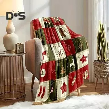 Рождественское одеяло с несколькими узорами, в стиле ретро, для новогодней спальни, гостиной, офиса, школы, праздничного фланелевого одеяла для автомобиля 70cm A