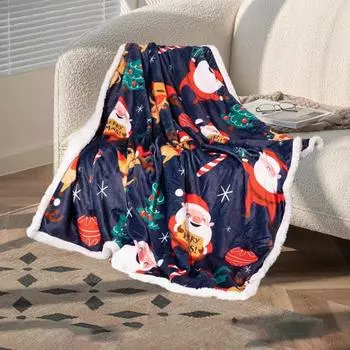 Рождественское одеяло, удобное мягкое одеяло, одеяло для дивана с узором Санта-Клауса для дивана A