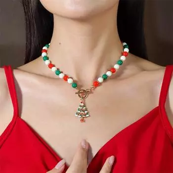 Рождественское ожерелье из искусственного жемчуга для женщин, модная подвеска в виде Санта-Клауса и снеговика, ювелирные изделия на ключицу GZW