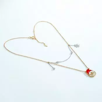 Рождественское ожерелье из стерлингового серебра 925 пробы для женщин, ожерелья со снежинками Санта-Клауса, настоящие позолоченные ювелирные изделия 45cm