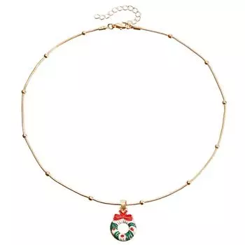 Рождественское ожерелье, Темпераментное ретро круглое ожерелье-цепочка на ключицу со змеей, Универсальное ожерелье с Сантой и снежинкой с капающим маслом