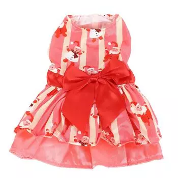 Рождественское платье для питомца, мягкое, приятное для кожи, милый узор для Санта-Клауса, рождественская одежда для собак S