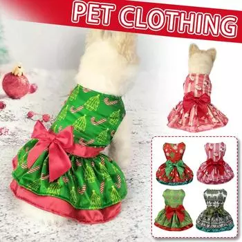 Рождественское платье для питомца Одежда для собак Фестивальная одежда для питомцев Рождественский стиль S розовый