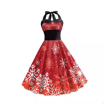 Рождественское платье для женщин Элегантный коктейль Ролевая игра Пляжный фестиваль S