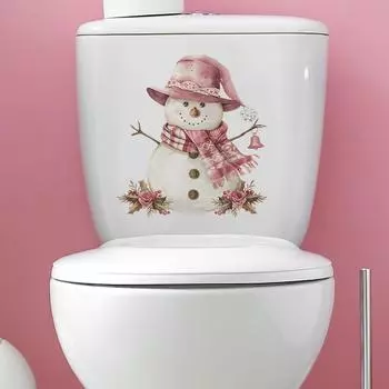 Рождественское платье Снеговик Ванная комната Туалет Туалет с наклейками для украшения дома 27*29CM/fun-m217