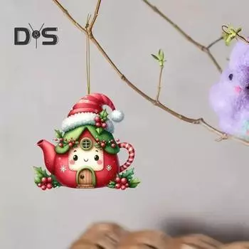 Рождественское подвесное украшение, акриловый мультяшный кулон со шнурком, легко подвешивается, очаровательное украшение для зеркала заднего вида J