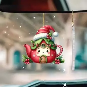Рождественское подвесное украшение, акриловый мультяшный кулон со шнурком, легко подвешивается, очаровательное украшение для зеркала заднего вида B