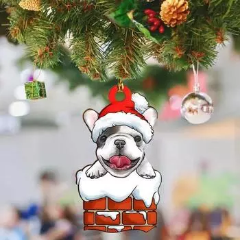 Рождественское подвесное украшение для собаки, акриловое многоразовое праздничное украшение, Рождественская елка, щенок, животное, орнамент, кулон, товары для вечеринки, подарок A