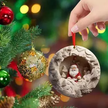 Рождественское подвесное украшение на елку Санта-Клаус 2D Плоское акриловое украшение на елку A