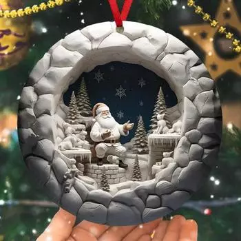 Рождественское подвесное украшение на рождественскую елку Санта-Клаус подвеска 2D плоское акриловое украшение на елку для торгового центра B