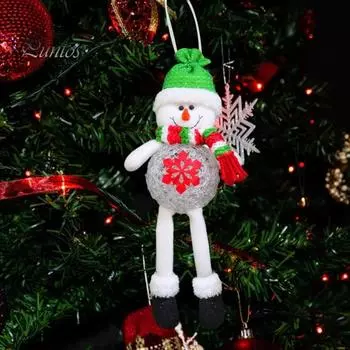 Рождественское подвесное украшение, плюшевая кукла-снеговик, украшение для дома, праздничной вечеринки, светодиодное светящееся украшение для дерева на рождественские свадьбы A