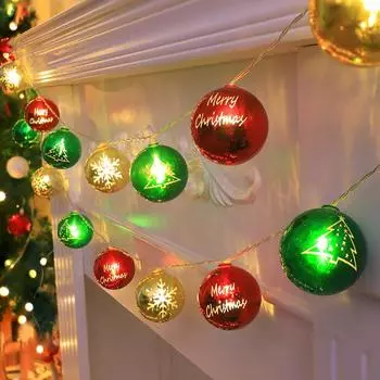 Рождественское покрытие шар звезда гирлянда снежинка Санта елка подвесные украшения свет рождественские украшения L001 1.5m 10 led battery