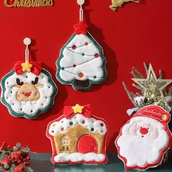 Рождественское полотенце для рук с изображением пряничного домика, лося, рождественской елки, Санта-Клауса, утолщенное быстросохнущее полотенце для детей и взрослых