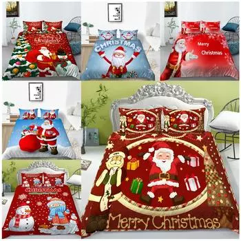 Рождественское постельное белье Санта-Клаус пододеяльник наволочка комплект постельного белья пододеяльник полный размер односпальная/двуспальная кровать украшение дома Baby 100x135cm