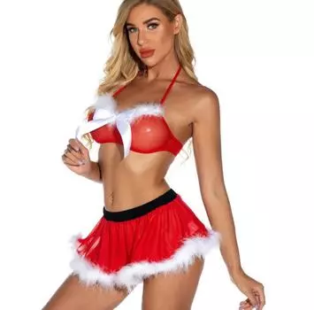 Рождественское сексуальное нижнее белье популярный забавный комплект рождественская перспектива сексуальное нижнее белье косплей S