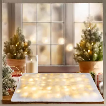 Рождественское снежное покрывало с гирляндами 180 см x 45 см блестящая дорожка для стола легкая фотография