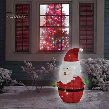 Рождественское светящееся украшение металлический каркас стоячий снеговик пингвин Санта-Клаус со светодиодными огнями работающее от батареек рождественское украшение для внутреннего и наружного декора Snowman
