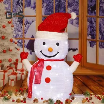 Рождественское светящееся украшение металлический каркас стоячий снеговик пингвин Санта-Клаус со светодиодными огнями работающее от батареек рождественское украшение для внутреннего и наружного декора Snowman