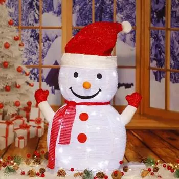 Рождественское светящееся украшение металлический каркас стоячий снеговик пингвин Санта-Клаус со светодиодными огнями работающее от батареек рождественское украшение для внутреннего и наружного декора Snowman