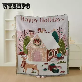 Рождественское тематическое одеяло для дивана, украшение на стену, гобелен, Рождественский чехол для дивана 130*180cm