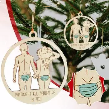 Рождественское украшение 2021 года, украшение маски, все осталось позади | Подарок на память, 2021 год, деревянный орнамент от Hodge Mill
