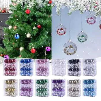 Рождественское украшение 4 см 36 Рождественский шар Подвесное украшение Яркий шар-бочка Пластиковый шар с гальваническим покрытием One Size