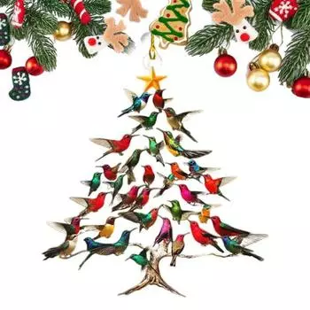 Рождественское украшение, акриловая подвесная подвеска с шнурком, легко подвешивается, сверкающие блестки, колибри, украшение на рождественскую елку A