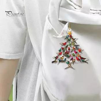 Рождественское украшение, акриловая подвесная подвеска с шнурком, легко подвешивается, сверкающие блестки, колибри, украшение на рождественскую елку A