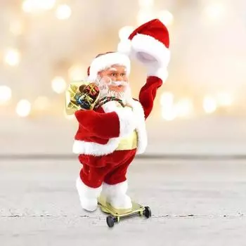 Рождественское украшение электрический скейтборд Санта-Клаус музыкальная кукла для дома 2025 Navidad рождественский настольный орнамент новогодний подарок красный