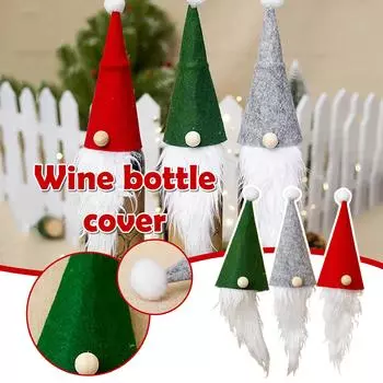 Рождественское украшение Безликая кукла Держатель бутылки вина Санта-Клауса Мешок вина зелёный
