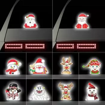 Рождественское украшение для автомобиля, светоотражающая рождественская наклейка Санта-Клауса для автомобиля, безопасность ночного вождения, автомобильная наклейка, забавный снеговик, олень