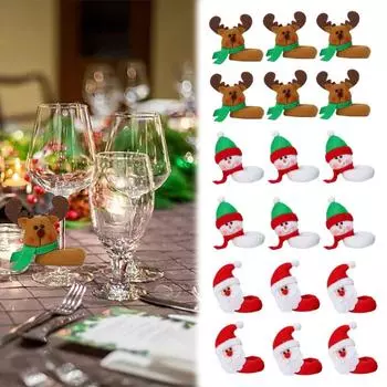 Рождественское украшение для бокала для вина, чашка, крышка для бутылки, рождественская домашняя вечеринка, декор стола для мероприятий, принадлежности Snowman