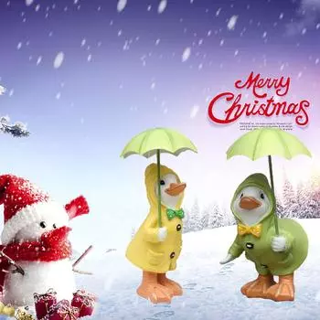 Рождественское украшение для сада: пара уток, высота 12 см, со съемным зонтиком 12x6CM