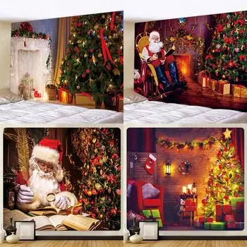 Рождественское украшение дома гобелен хиппи психоделическая сцена рождественская елка богемное украшение стены большой размер фоновая ткань 100x75cm