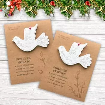Рождественское украшение дружбы, деревянный белый голубь с конвертом, украшение в виде голубя дружбы, подарок ручной работы 1pc
