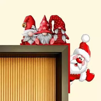 Рождественское украшение дверной рамы деревенский деревянный Санта-Клаус лось гном эльф левая правая дверь Left