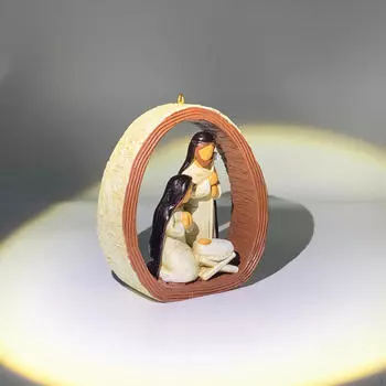 Рождественское украшение, фигурка Святого Семейства для подвешивания на стол, книжную полку, центральный элемент, смола Brown