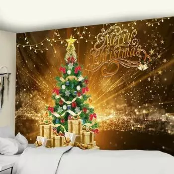 Рождественское украшение фон ткань Веселое Рождество Рождественская елка печать настенный гобелен гостиная комната украшение дома 100x75cm