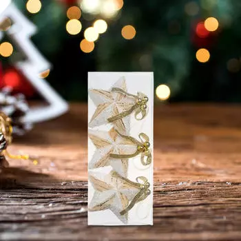 Рождественское украшение из 3 предметов для подвешивания шаров, поделки, блестящие украшения, золотой