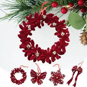 Рождественское украшение Красный плюшевый олень Подвеска Рождественская елка Украшение Подвесной дисплей Украшение окна One Size