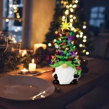 Рождественское украшение Красочные светящиеся смоляные карликовые гномы Рождественские елочные украшения с 20 разноцветными огнями Украшение стола для дома зимнего отдыха 16 cm зелёный