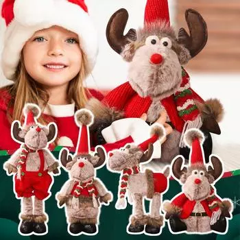 Рождественское украшение кукла креативный лось с растягивающимися ногами настольное украшение для окна реквизит One Size коричневый