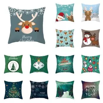 Рождественское украшение, милый чехол с принтом лося, чехол для подушки для дома, гостиной, украшения дивана, чехол для подушки из полиэстера 40X40CM