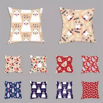 Рождественское украшение мультфильм милый животный принт чехол для подушки дом гостиная украшение дивана квадратная наволочка из полиэстера 40X40CM